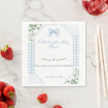 Blue Bow Gingham Greenery Baby Shower