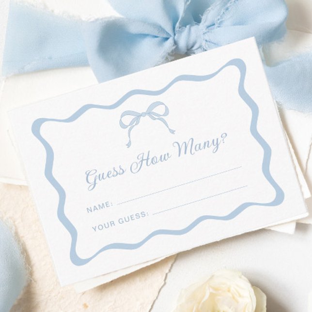 Blue Bow Guess How Many Game  Enclosure Card (Creator Uploaded)