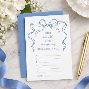 Blue Bow Guess Their Age Bridal Shower Game Card