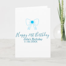 Blue bow happy 21st birthday name date girlstylish