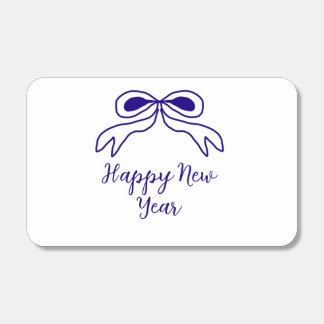 Blue bow happy new year name date simple minimal matchboxes