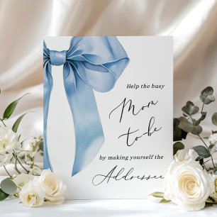 Blue Bow Help the Busy Mom Address an Envelope Poster