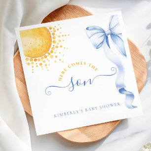 Blue Bow Here Comes the Son Napkins
