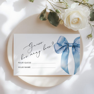 Blue Bow How many bows Baby Shower game Enclosure Card