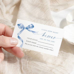 Blue Bow How Many Kisses Shower Game card