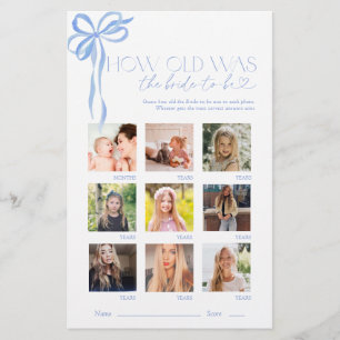 Blue Bow How Old Was The Bride Bridal Shower Game