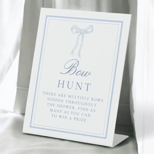 Blue Bow Hunt Coquette Find The Bows Guess Game Pedestal Sign (Creator Uploaded)