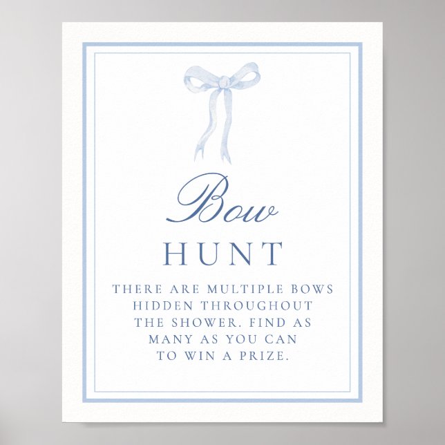 Blue Bow Hunt Coquette Find The Bows Guess Game Poster (Front)