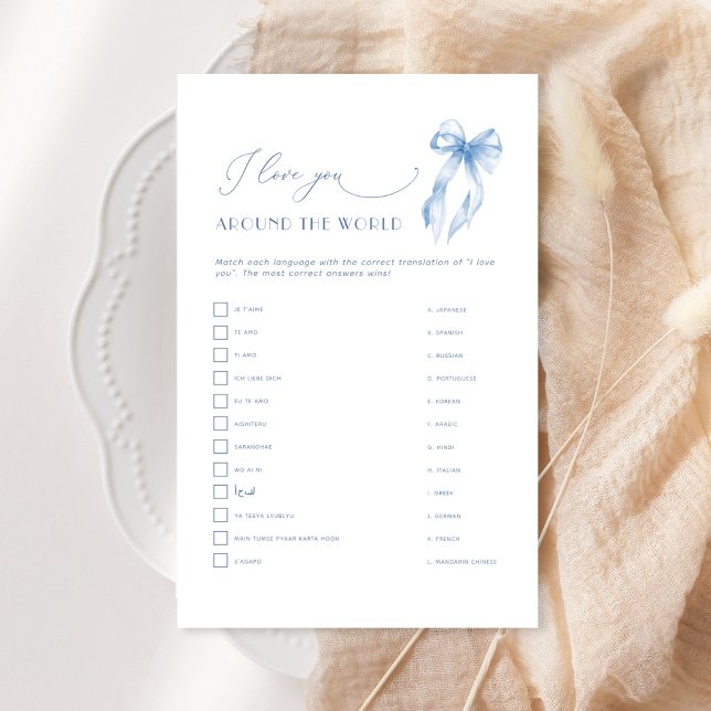 Blue Bow I Love You Around The World Bridal Shower (Creator Uploaded)