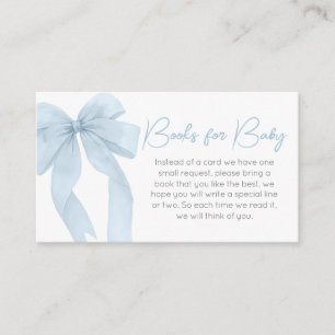 Blue Bow Its A Boy Baby Shower Books for Baby Enclosure Card