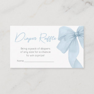 Blue Bow Its A Boy Baby Shower Diaper Raffle Enclosure Card