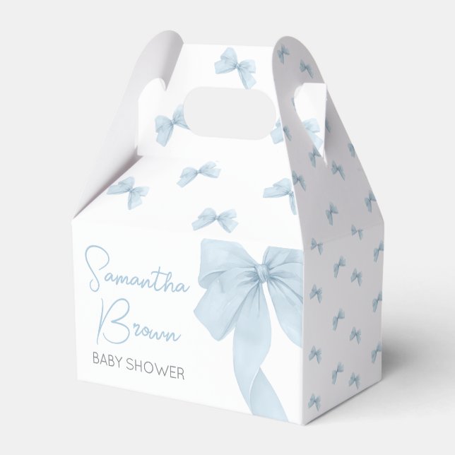 Blue Bow Its A Boy Baby Shower Favor Boxes (Front Side)
