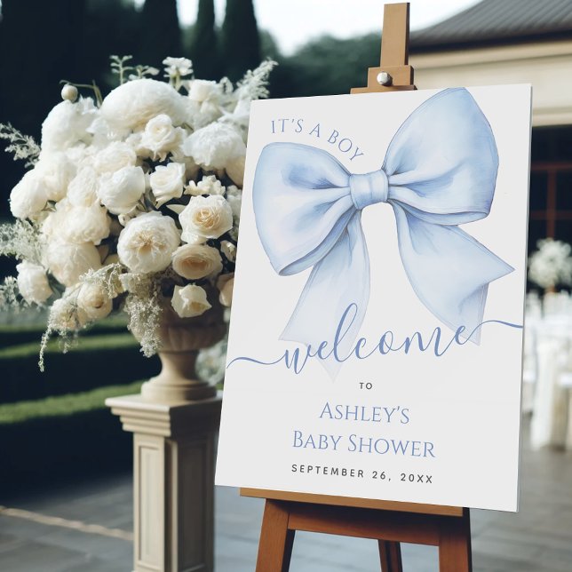 Blue Bow It's a Boy Baby Shower Welcome Foam Board (Creator Uploaded)