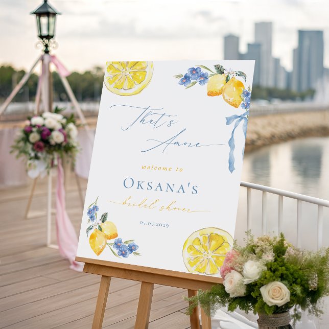 Blue Bow Lemons Italian Bridal Shower Welcome Sign (Creator Uploaded)
