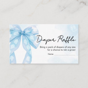 Blue Bow Little Boo Baby Shower Diaper Raffle Enclosure Card