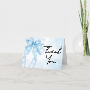 Blue Bow Little Boo Baby Shower Thank You Card
