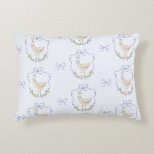 Blue Bow little Goose Whimsical Crest baby Boy Accent Pillow