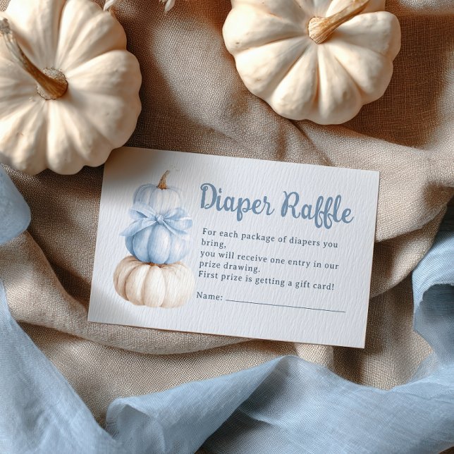 Blue Bow Little Pumpkin Baby Shower Diaper Raffle Enclosure Card (Blue Bow Little Pumpkin Baby Shower Diaper Raffle Enclosure Card)