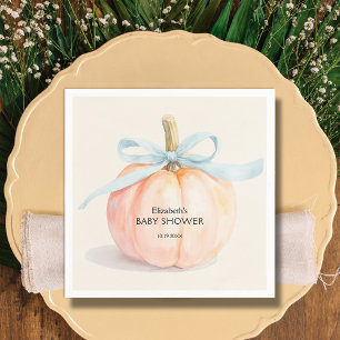 Blue Bow Little Pumpkin Baby Shower Napkins