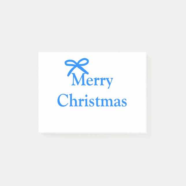 Blue bow merry Christmas family gifts simple moder Post-it Notes (Front)