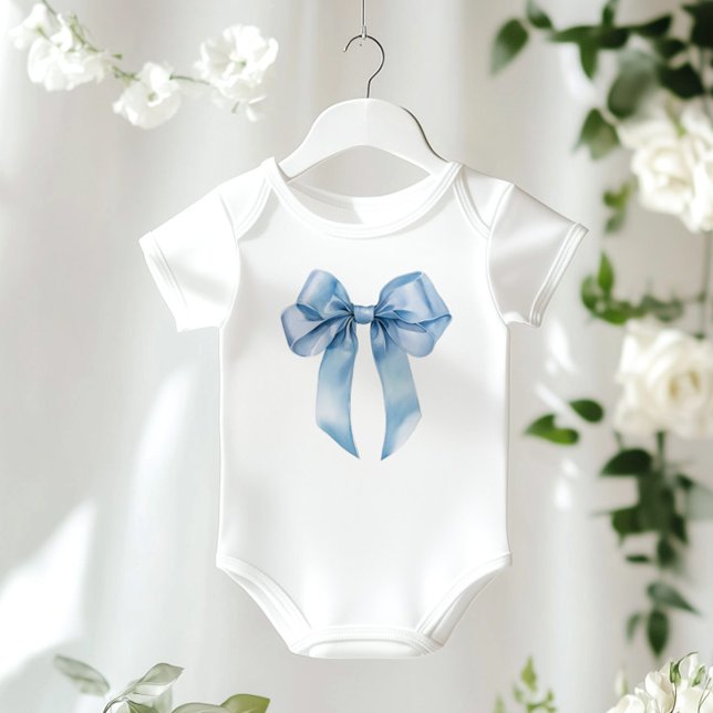 Blue Bow minimalist cute baby shower Bodysuit (Creator Uploaded)