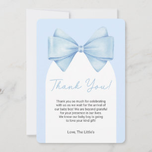 Blue Bow Modern Baby Shower Thank You Card