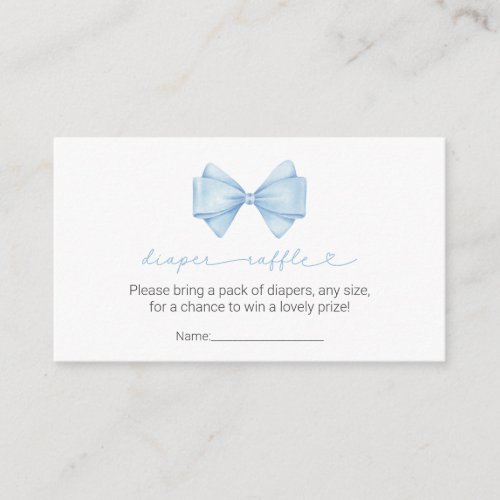 Blue Bow Modern Boy Baby Shower Diaper Raffle Enc Enclosure Card