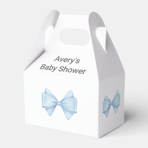 Blue Bow Modern Boy Baby Shower Favor Boxes