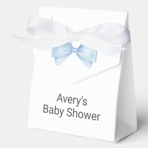 Blue Bow Modern Boy Baby Shower Favor Boxes