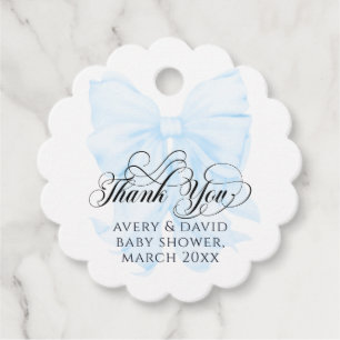 Blue Bow Modern Elegant boy Baby Shower Favor Tags