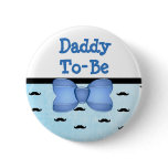Blue Bow & Mustache Daddy to be Baby Shower Button Blue Bow & Mustache Daddy to be Baby Shower Button