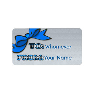 Blue Bow on Silver Hanukkah To-From Label
