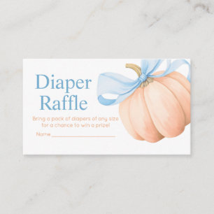 Blue Bow Orange Pumpkin Baby Shower Diaper Raffle Enclosure Card