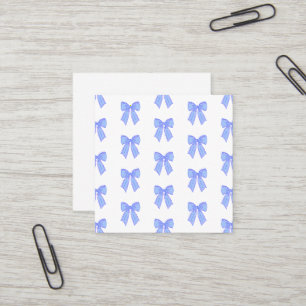 Blue bow pattern square business card