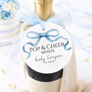 Blue Bow Pop And Cheer  Favor Tags