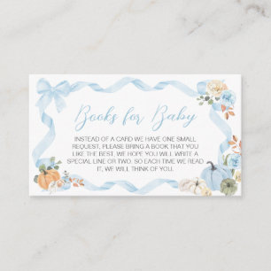 Blue Bow Pumpkin Baby Shower Books for Baby Enclosure Card
