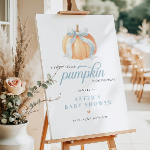 Blue Bow Pumpkin Baby Shower Welcome Foam Board