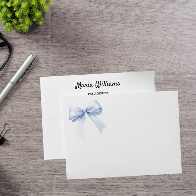 Blue bow return address envelope (Creator Uploaded)