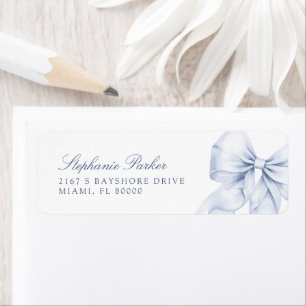 Blue Bow Return Address Label