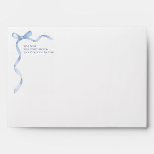 Blue Bow Ribbon Baby Shower Return Address Envelope