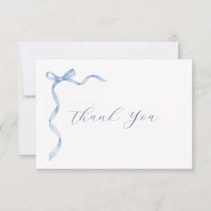 Blue Bow Ribbon Baby Shower Thank You Card