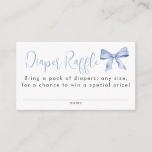 Blue Bow Ribbon Boy Baby Shower Diaper Raffle Enclosure Card