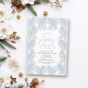 Blue Bow/Ribbon Coquette Boy Baby Shower Invitation