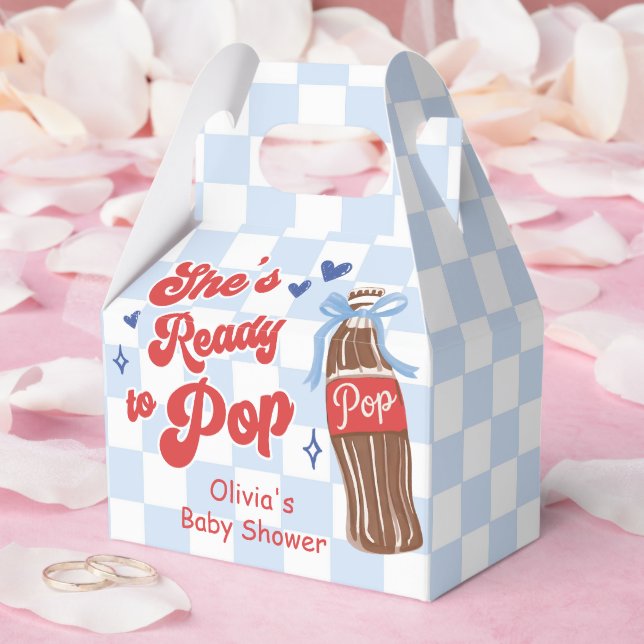 Blue Bow She's Ready to Pop Baby Shower Favor Boxes (Wedding)