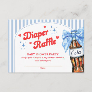 Blue Bow She's Ready to Pop Diaper Raffle Card