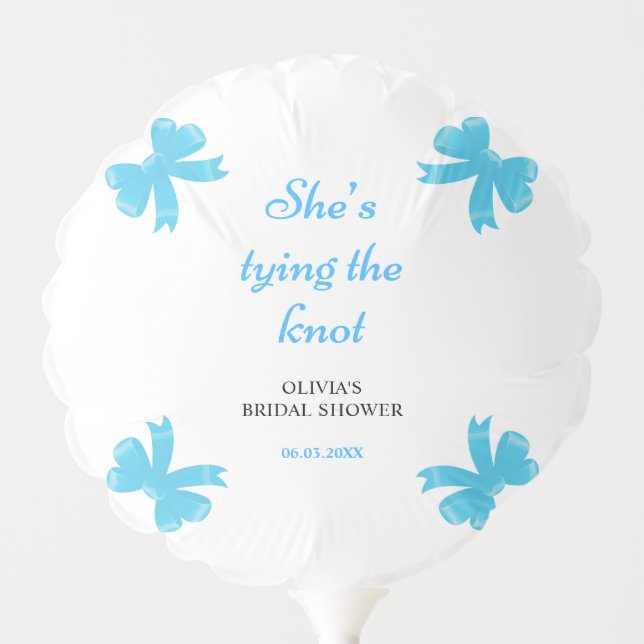 Blue Bow She's Tying The Knot Bridal Shower Balloon (Front)