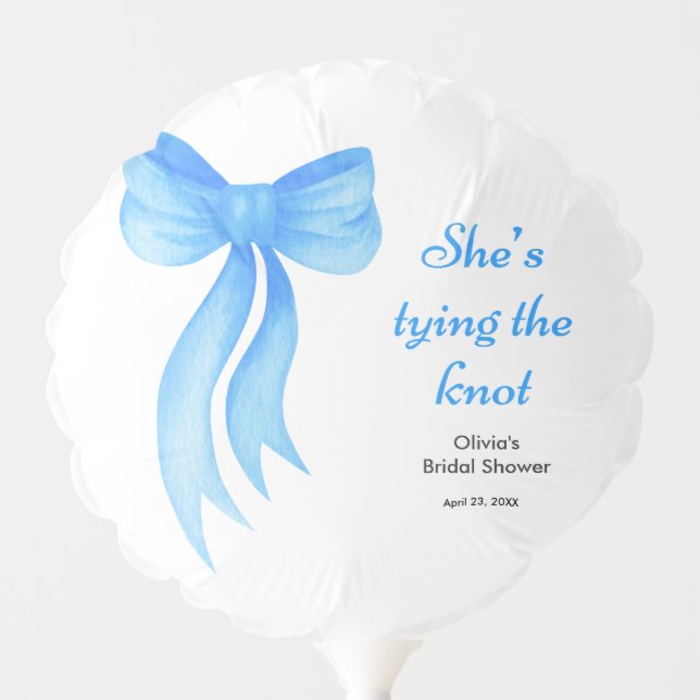 Blue Bow She's Tying the Knot Bridal Shower  Balloon (Front)