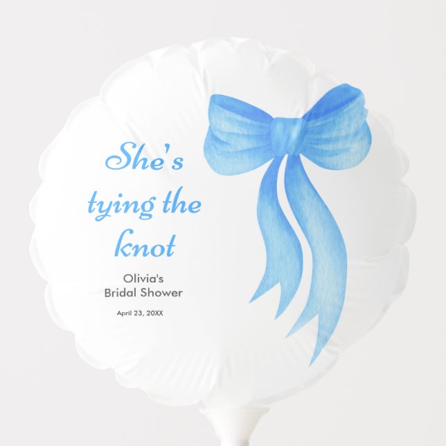 Blue Bow She's Tying the Knot Bridal Shower  Balloon (Front)