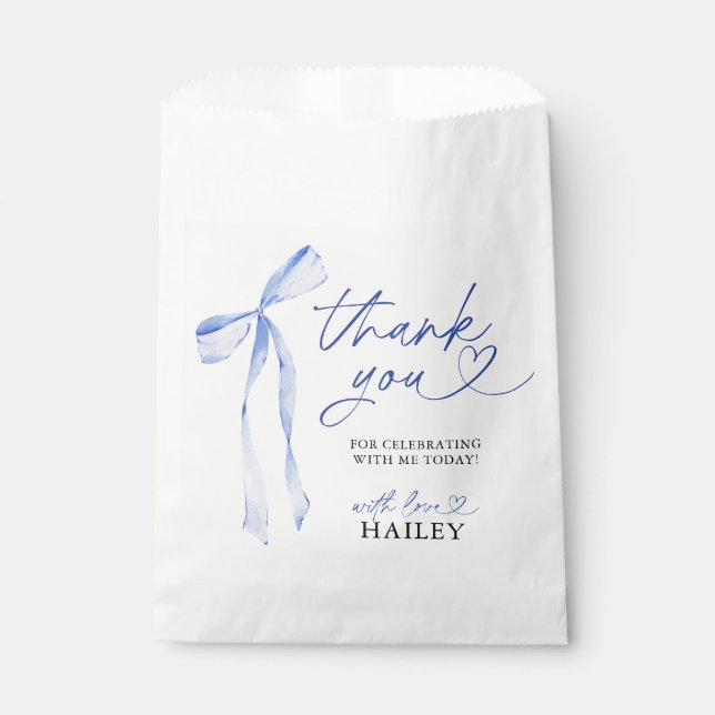 Blue Bow She's Tying The Knot Bridal Shower Favor Bag (Front)