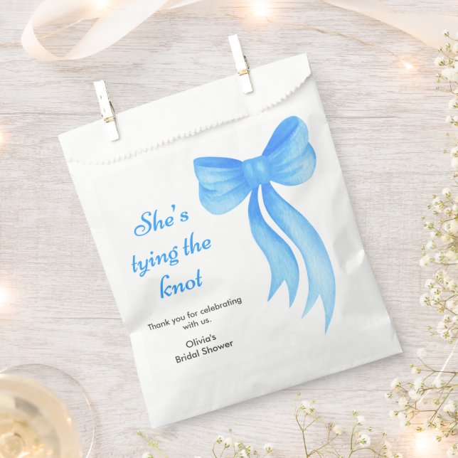 Blue Bow She's Tying the Knot Bridal Shower   Favor Bag (Clipped)
